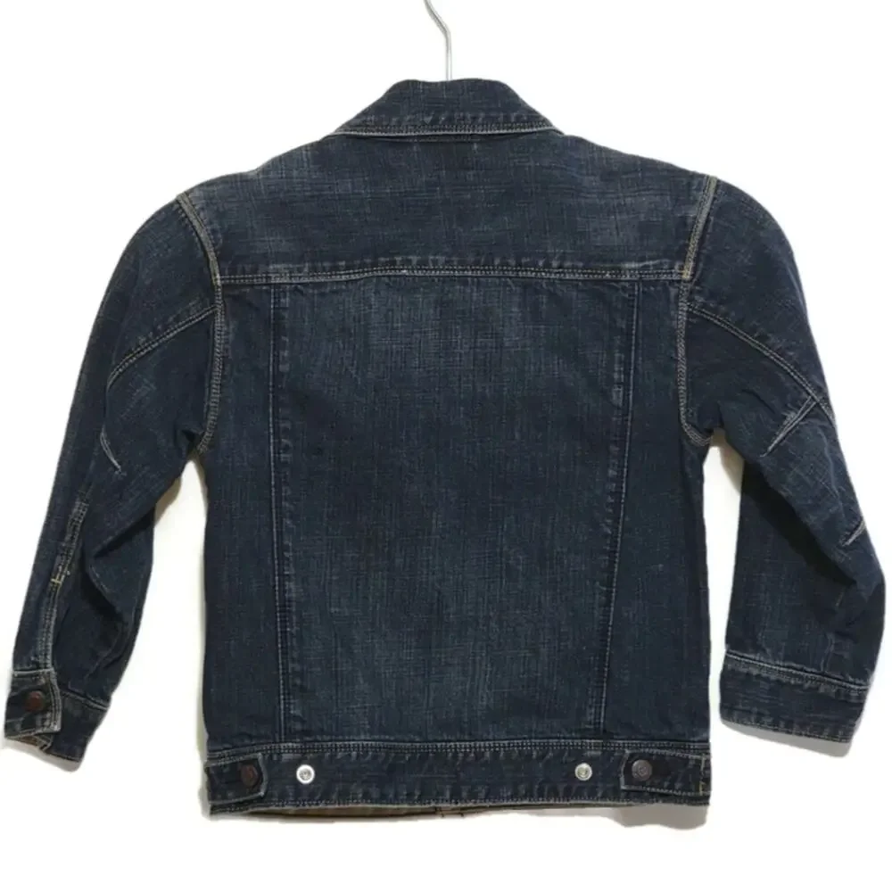 GAP KIDS Denim Jacket Blue Dark Wash Snap Front Jean Jacket Outdoor Casual XS